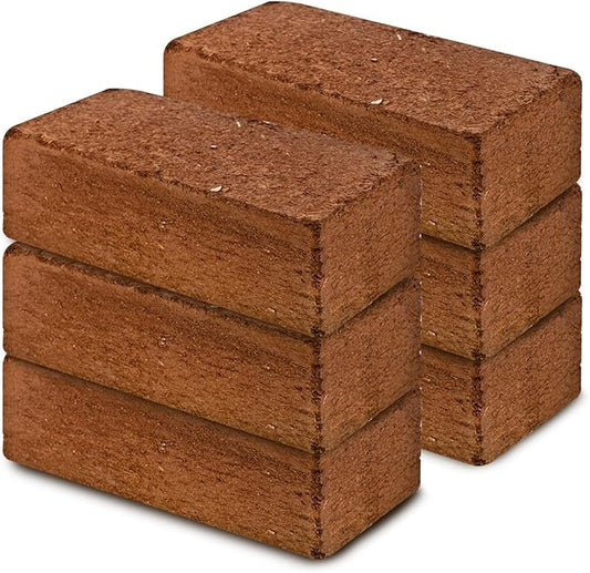 Fertazin Premium Coco Coir Bricks - Pack of 6, 9 lbs Total