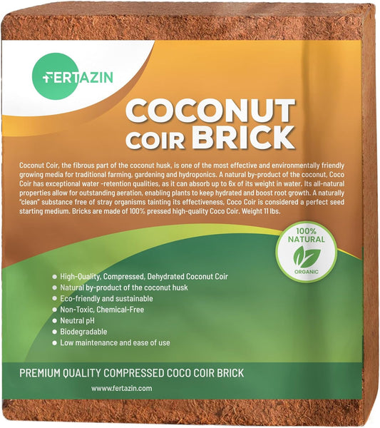 Premium Coco Coir Brick - 10lbs - Expands up to 18~20 Gallons - Eco-Friendly Growing Medium