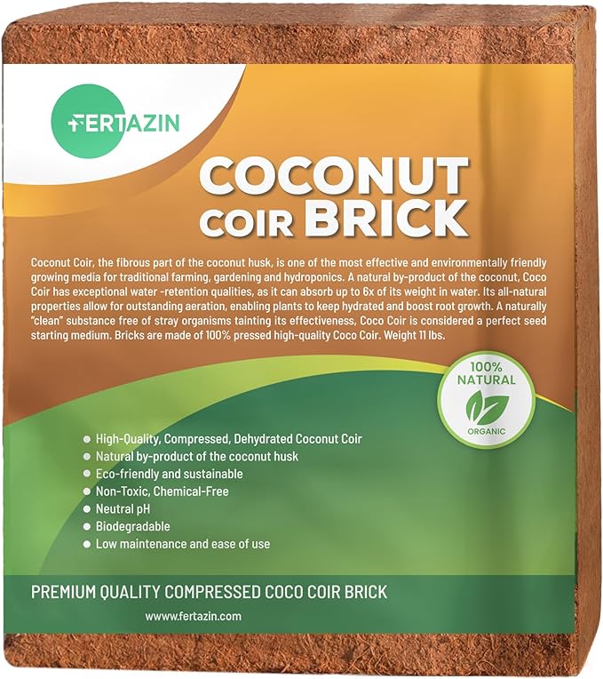 Fertazin Premium Coco Coir Bricks - 4 Bricks, 6 lbs