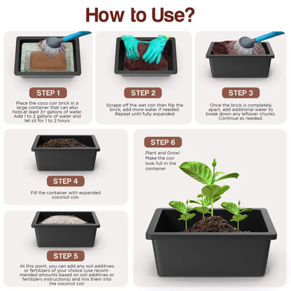 Premium Coco Coir Brick - 10lbs - Expands up to 18~20 Gallons - Eco-Friendly Growing Medium